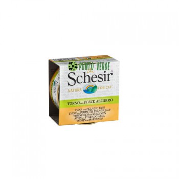 SCHESIR CAT BRODO CON TONNO & PESCE AZZURO GR. 70